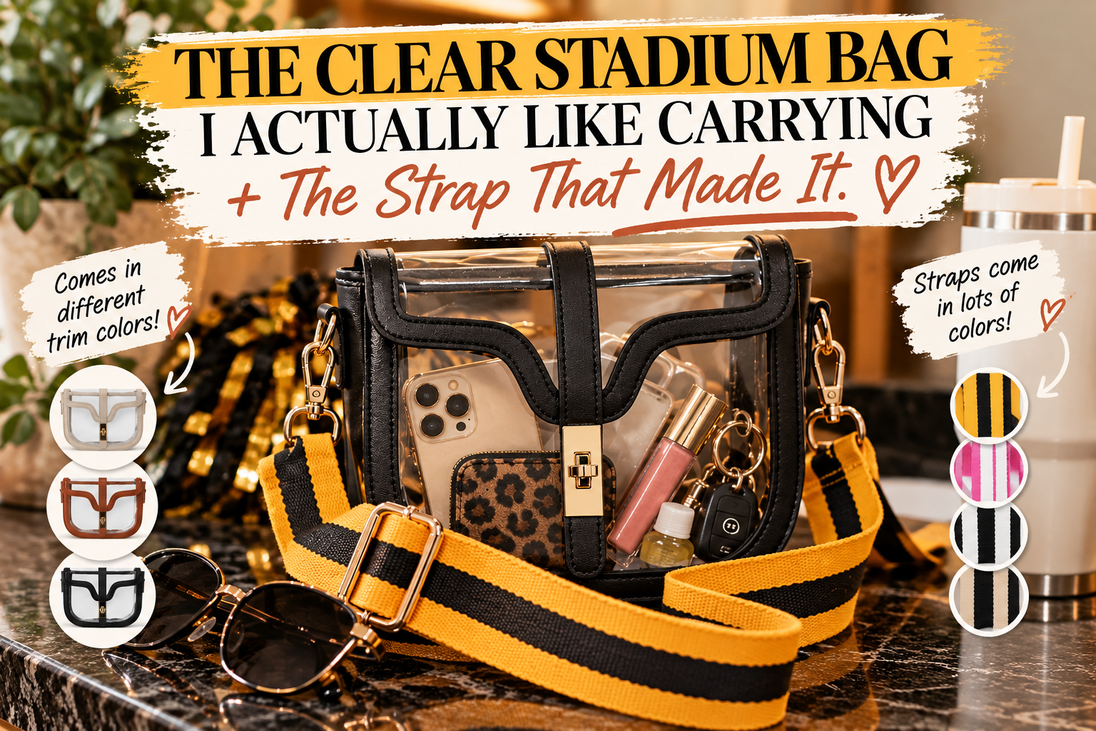 The clear stadium bag I actually like carrying